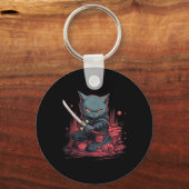 Japans Samurai Ninja Kat Tattoo Kawaii Sleutelhanger (Voorkant)