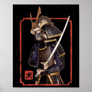 Japans Samurai Ninja Pug Hondenliefhebber Kawaii T Poster