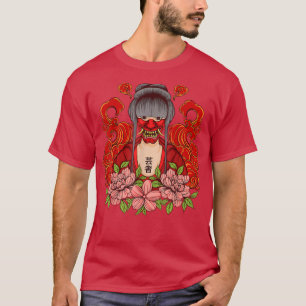 Japans Samurai Oni met gezichtsmasker Anime Girl T-shirt