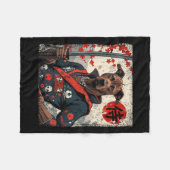Japans Samurai Pitbull Tattoo Kawaii Ukiyo-e Nin Fleece Deken (Voorkant (Horizontaal))