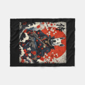 Japans Samurai Pitbull Tattoo Kawaii Ukiyo-e Nin Fleece Deken (Voorkant (Horizontaal))