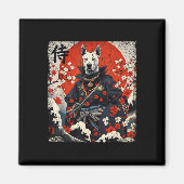Japans Samurai Pitbull Tattoo Kawaii Ukiyo-e Nin Magneet (Voorkant)