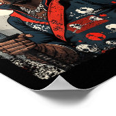 Japans Samurai Pitbull Tattoo Kawaii Ukiyo-e Nin Poster (Hoek)