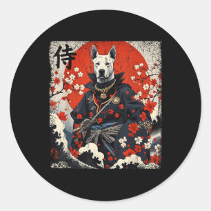 Japans Samurai Pitbull Tattoo Kawaii Ukiyo-e Nin Ronde Sticker