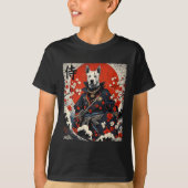 Japans Samurai Pitbull Tattoo Kawaii Ukiyo-e Nin T-shirt (Voorkant)