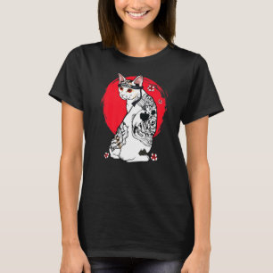 Japans Samurai Senpai Cat Tattoo leraar T-shirt