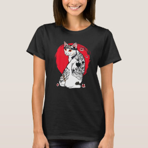Japans Samurai Senpai Cat Tattoo leraar T-shirt