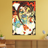 Japans Samurai vecht aap Canvas Afdruk (Insitu (Woonkamer))