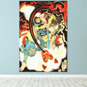 Japans Samurai vecht aap Canvas Afdruk (Insitu (Houten vloer))