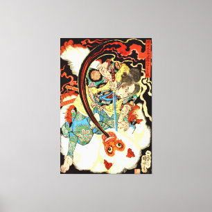 Japans Samurai vecht aap Canvas Afdruk