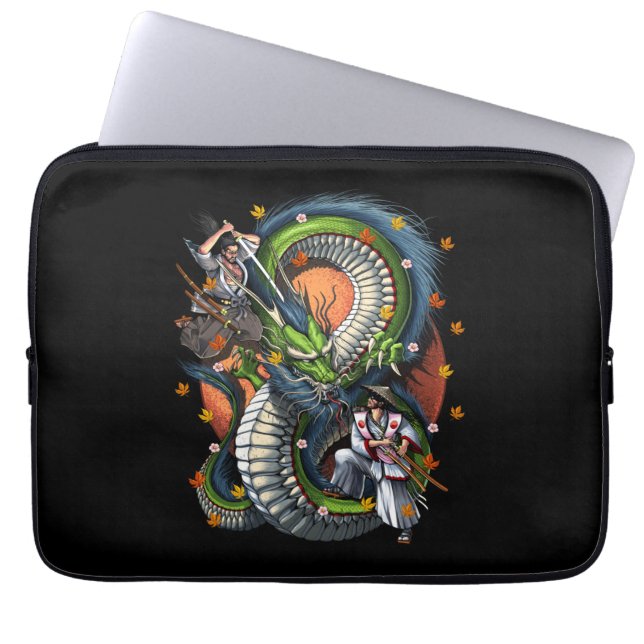Japans Samurai vs Dragon Laptop Sleeve (Voorkant)