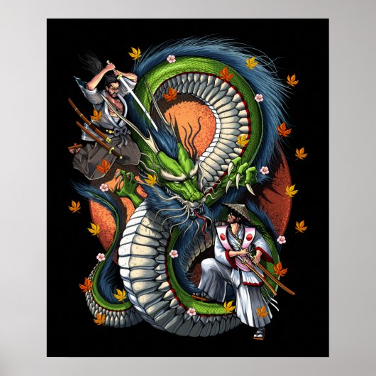 Japans Samurai vs Dragon Poster (Voorkant)