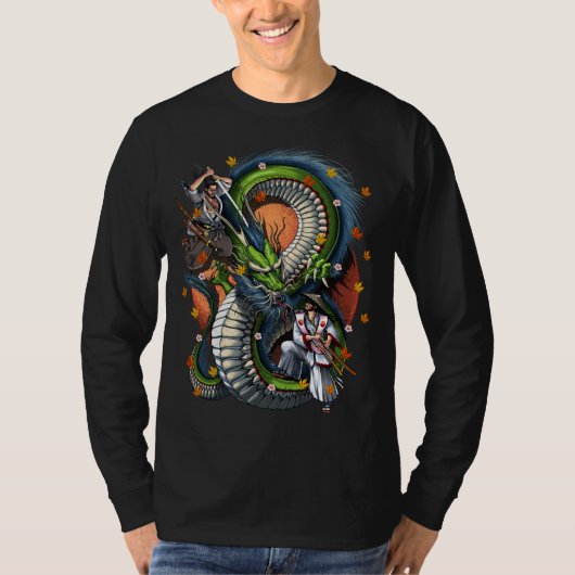 Japans Samurai vs Dragon T-shirt (Voorkant)
