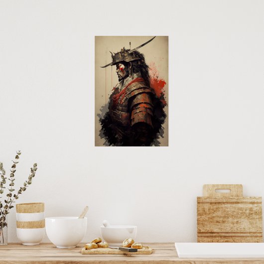  Japans Samurai Warrior Art Print Poster (Keuken)