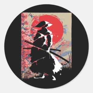 Japans Samurai Warrior Japan Bushido Szwaardsman Ronde Sticker