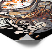 Japans Samurai Warrior Kawaii Cat Anime Lover Poster (Hoek)