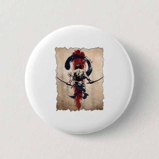 Japans Samurai Warrior Retro  Ronde Button 5,7 Cm (Voorkant)