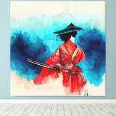  Japans Samurai Warrior Stretched Canvas (Insitu (Houten vloer))