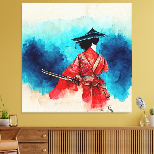  Japans Samurai Warrior Stretched Canvas (Insitu (Woonkamer))