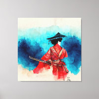 Japans Samurai Warrior Stretched Canvas