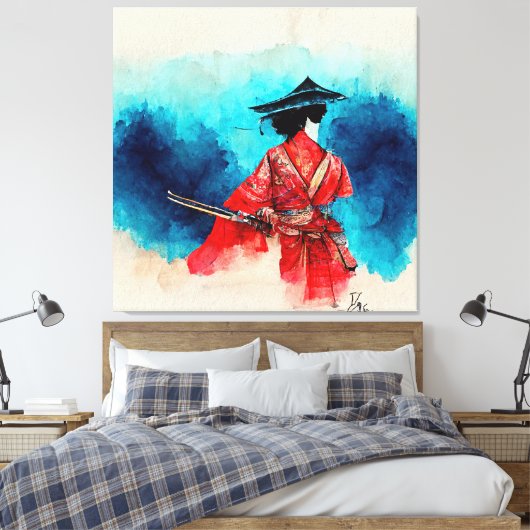  Japans Samurai Warrior Stretched Canvas Afdruk (Insitu (Slaapkamer))