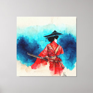  Japans Samurai Warrior Stretched Canvas Afdruk