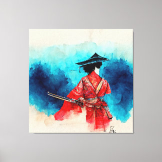 Japans Samurai Warrior Stretched Canvas Afdruk