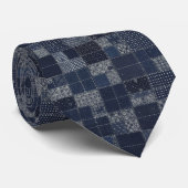Japans Sashiko Patchwork Patroon Stropdas (Opgerold)