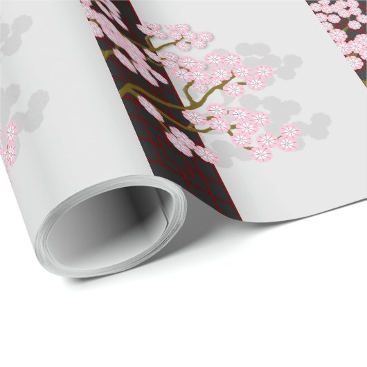 Japans scherm en roze koekjesreet cadeaupapier (Rol Hoek)