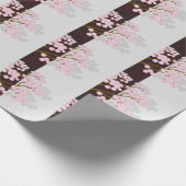 Japans scherm en roze koekjesreet cadeaupapier (Hoek)