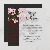 Japans scherm en roze uitnodiging tot weduwschap (Voorkant / Achterkant)