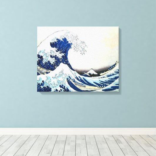 Japans schilderen door Hokusai "The Great Wave" Canvas Afdruk (Insitu (Houten vloer))