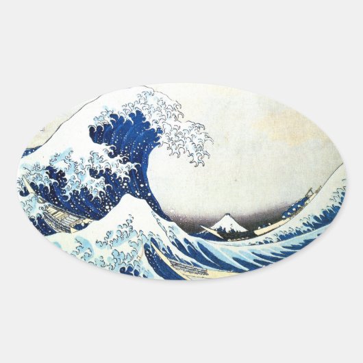 Japans schilderen door Hokusai "The Great Wave" Ovale Sticker (Voorkant)