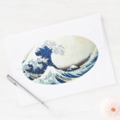 Japans schilderen door Hokusai "The Great Wave" Ovale Sticker (Envelop)