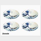 Japans schilderen door Hokusai "The Great Wave" Ovale Sticker (Vel)