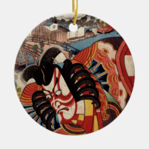  Japans schilderen - Kabuki Actor Keramisch Ornament