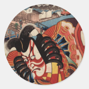  Japans schilderen - Kabuki Actor Ronde Sticker