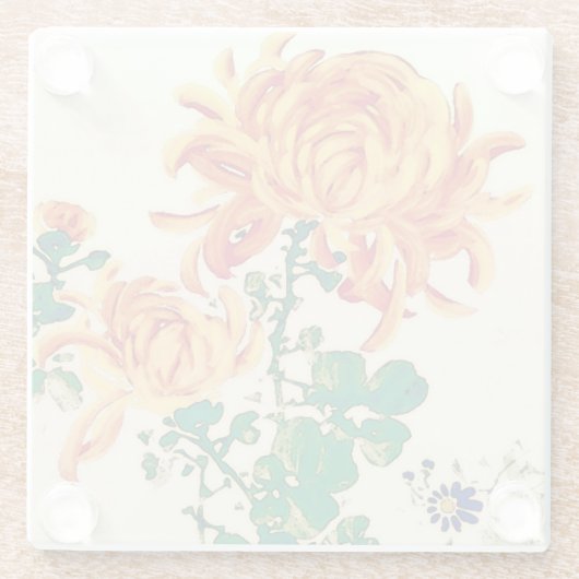 Japans schilderen van Chrysanthema Glazen Onderzetter (Achterkant)