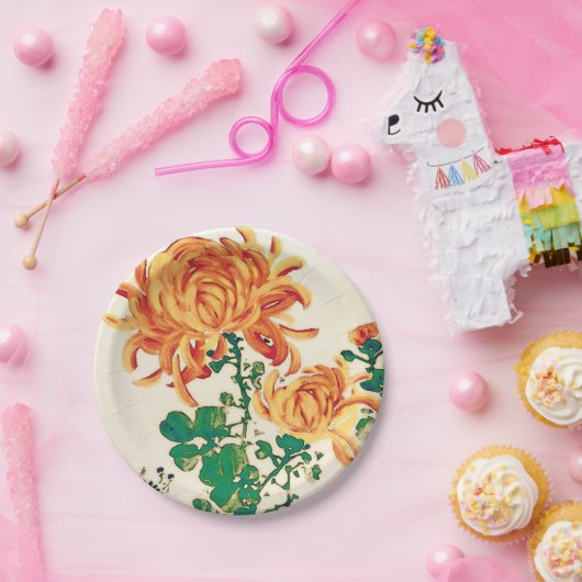  Japans schilderen van Chrysanthema Papieren Bordje (Feest)