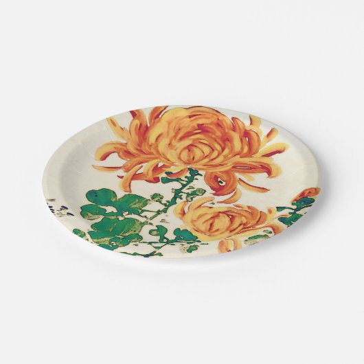  Japans schilderen van Chrysanthema Papieren Bordje (Gekanteld)