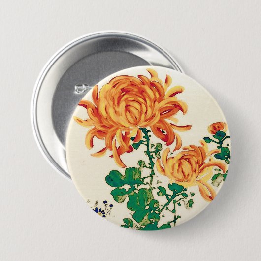 Japans schilderen van Chrysanthema Ronde Button 7,6 Cm (Voorkant /achterkant)