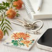  Japans schilderen van Chrysanthema Sleutelhanger (Voorkant Rechts)
