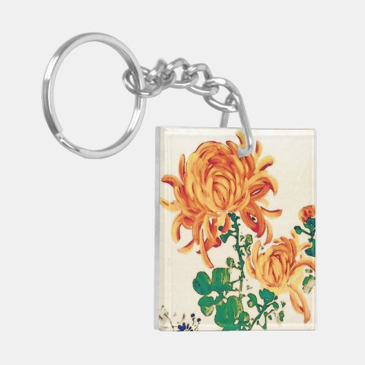 Japans schilderen van Chrysanthema Sleutelhanger (Voorkant Links)
