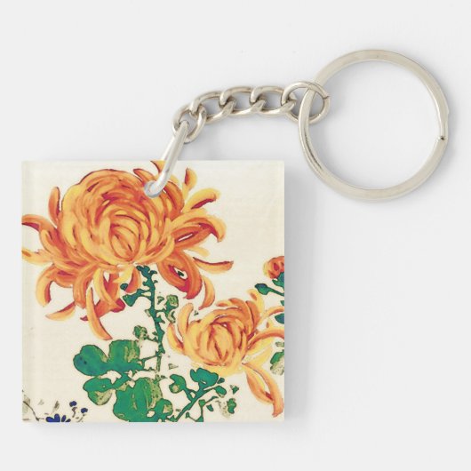 Japans schilderen van Chrysanthema Sleutelhanger (Achterkant)