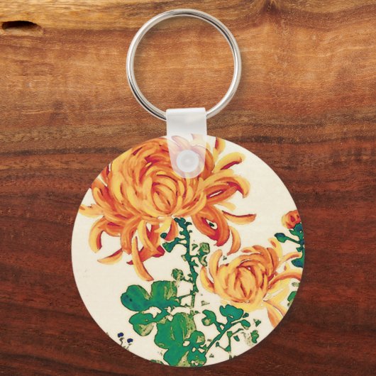 Japans schilderen van Chrysanthema Sleutelhanger (Voorkant)