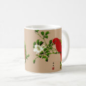 Japans schilderen van een papegaai, rood en groen Koffiemok (Voorkant rechts)