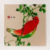  Japans schilderen van een papegaai, rood en groen Legpuzzel (Horizontaal)