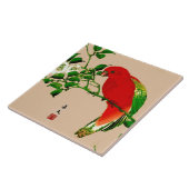  Japans schilderen van een papegaai, rood en groen Tegeltje (Zijkant)