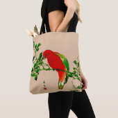 Japans schilderen van een papegaai, rood en groen Tote Bag (Dichtbij)