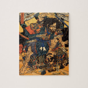 Japans schilderen van Samurai Fighting c.1800s Legpuzzel